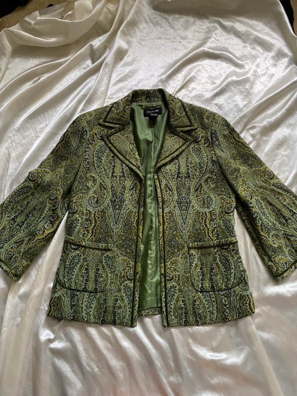 Vintage y2k Green Paisley Blazer Boho Maximalist Size 4